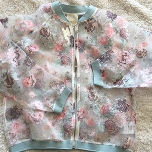 Anthropologie Maeve Sheer Floral Bomber